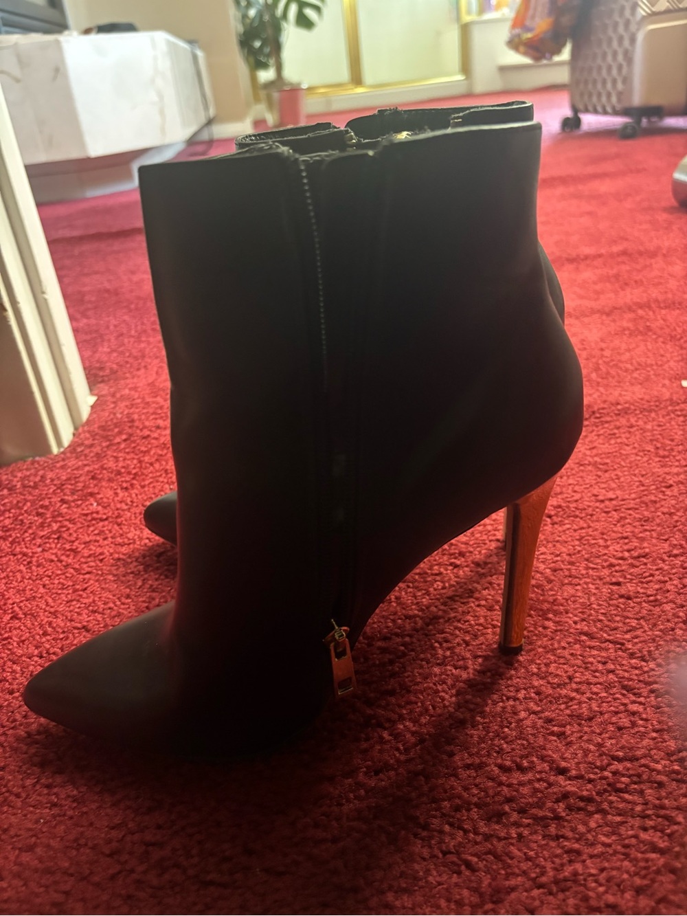Black Pointed Toe Stiletto Ankle Boots